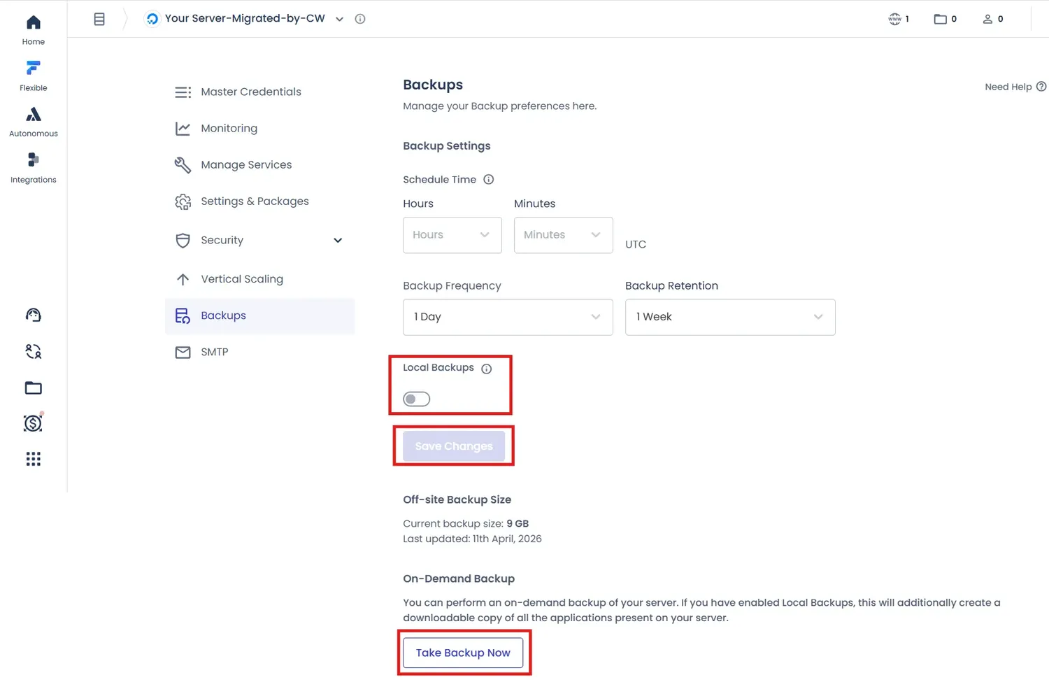 【Cloudways退租教學】WordPress搬家後,如何完整備份、刪除伺服器與註銷帳號? - 第1張圖 Unified.cloudways.com server 1146930 backup1 結果