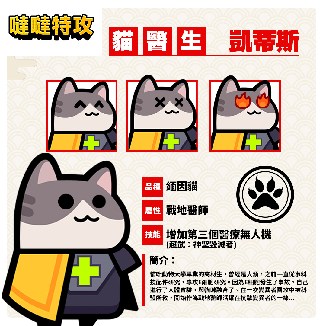 【噠噠特攻】角色介紹(更新至4.5.0) - 第85張圖 貓醫生