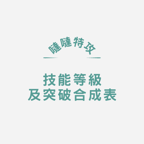 技能等級及突破合成表
